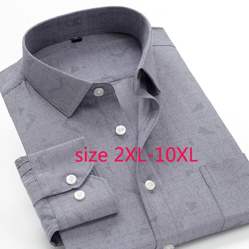 

New Arrival Fashion Men Grey Extra Large Loose Formal Casual Shirts Men Shirt Long Sleeve Plus Size 2XL3XL4XL5XL6XL7XL8XL9XL10XL