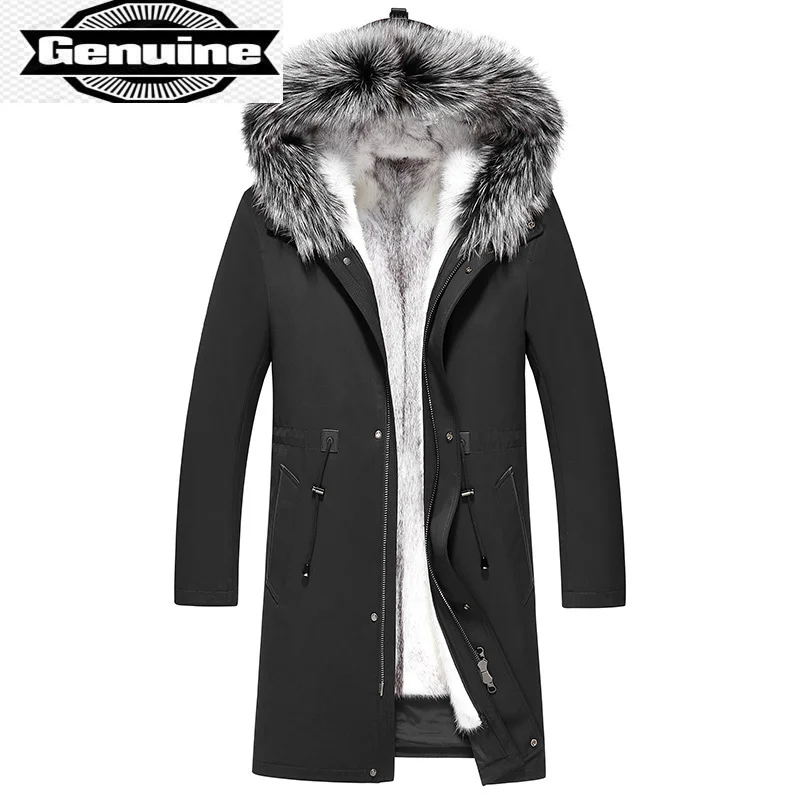 

Genuine Winter Jacket Men Clothing Shearling Jackets 2023 Male Cross Mink Fur Coat Long Hooded Parka Veste Homme LXR930