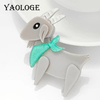yaologe high quality brooch for women acrylic material cartoon shee goat shape women pins brooches on bags clothes drop shipping
