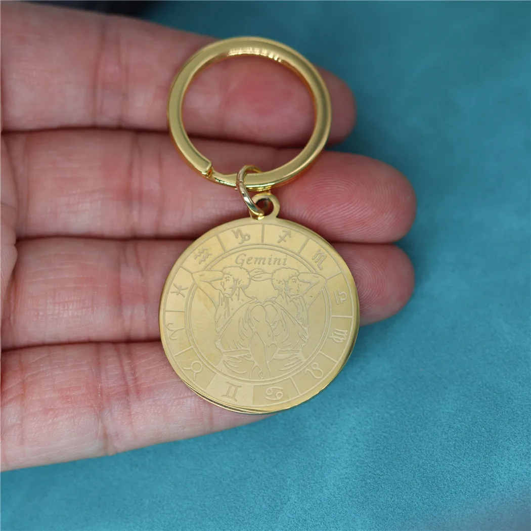 Брелок для ключей из нержавеющей стали с 12 созвездиями и знаками Зодиака