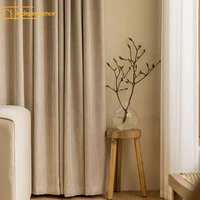 custom curtains solid color blackout cotton linen nordic light luxury modern simple bedroom floor blackout living room stripes