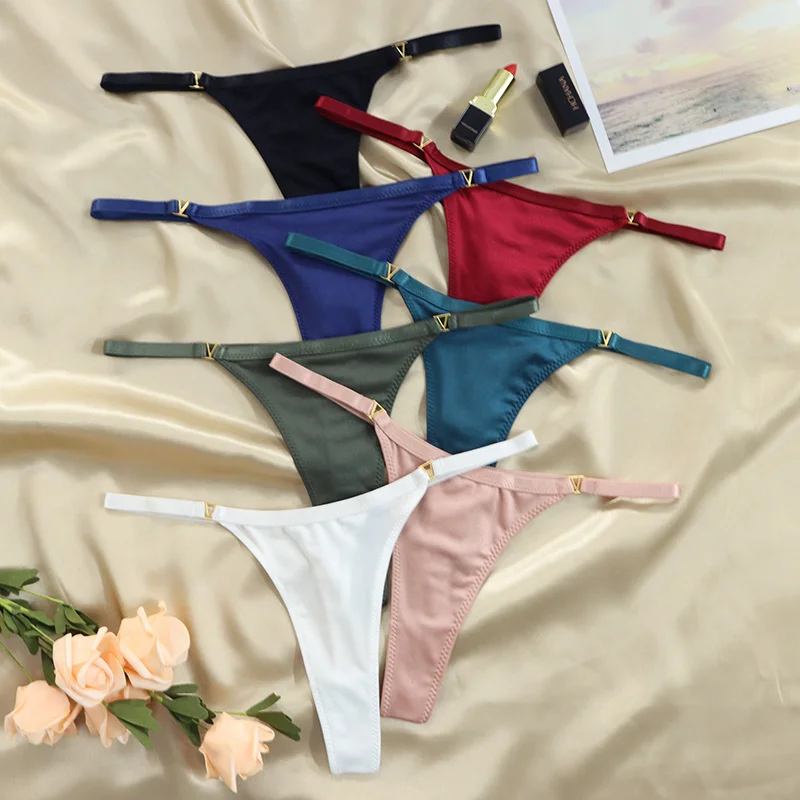 

SP&CITY Summer Ice Silk Thin Sexy Thong Cotton Crotch Women's Underwear Colored Traceless Panties Breathable Seamless Briefs