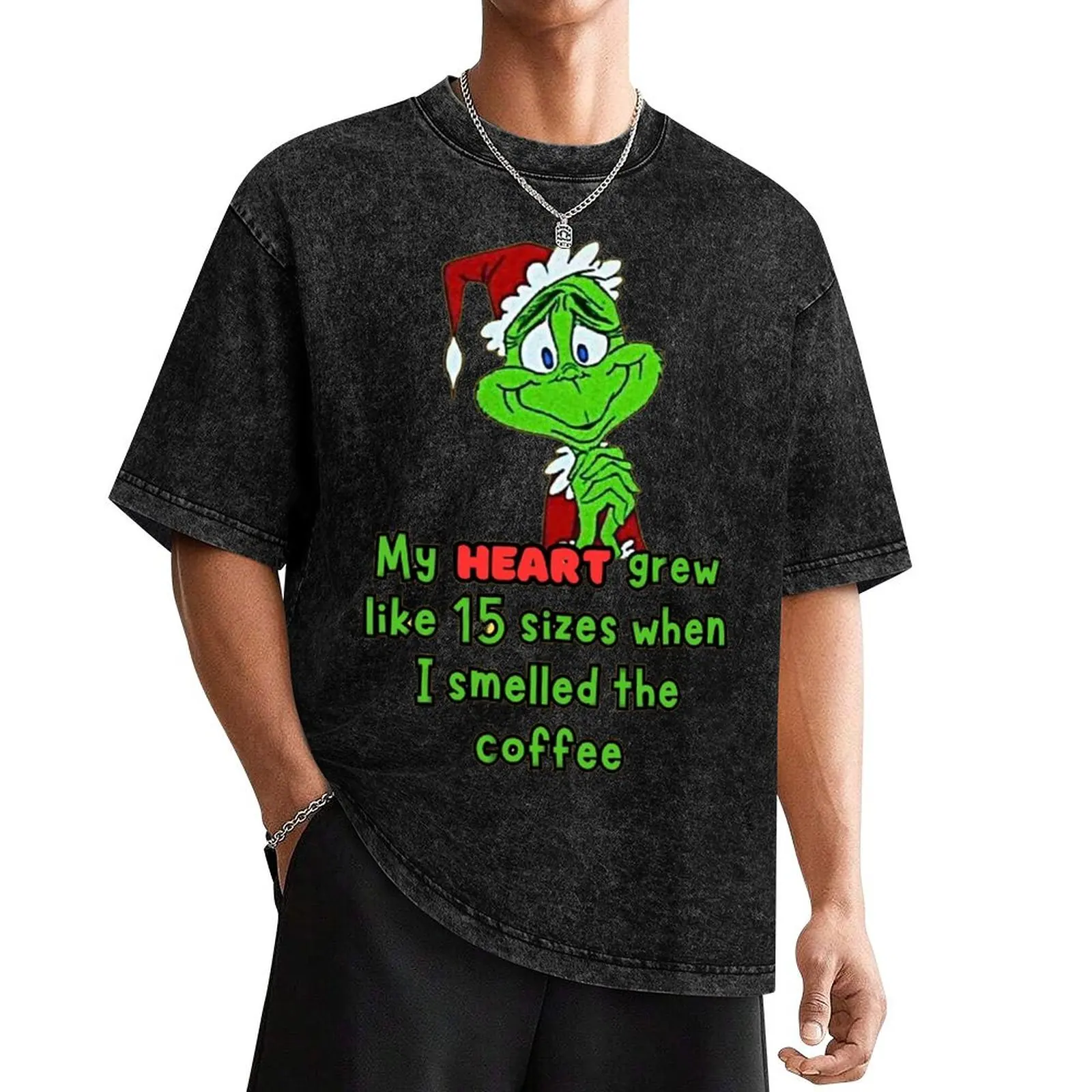 Футболка My Heart Grew Like 15 когда я запах кофе Grinch мужские рубашки с графическим