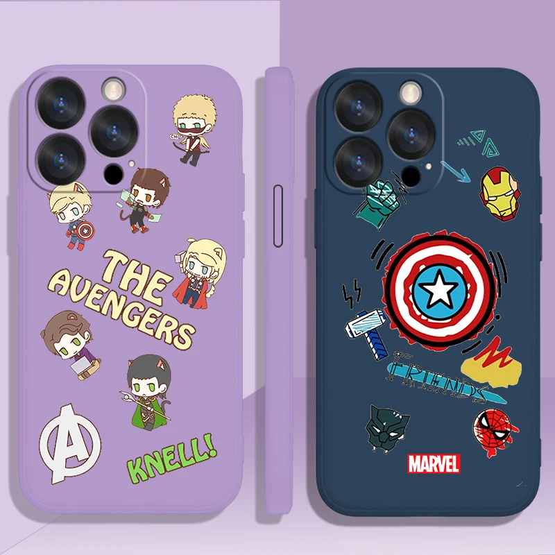 

Marvel Logo Cute Case For Apple iPhone 14 13 12 Mini 11 Pro XS MAX XR X 8 7 SE Plus Liquid Rope Phone Cover Core Coque Capa