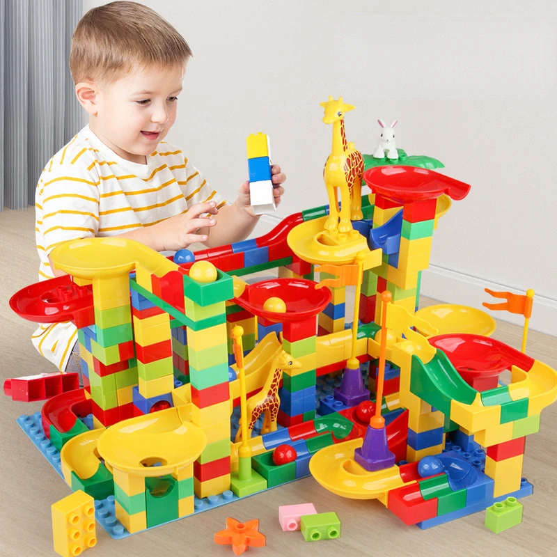 

Монтессори детский слайд маленькие строительные блоки Фигурки игрушки MOC забавные слайды набор блоков DIY развивающая игрушка для детей под...