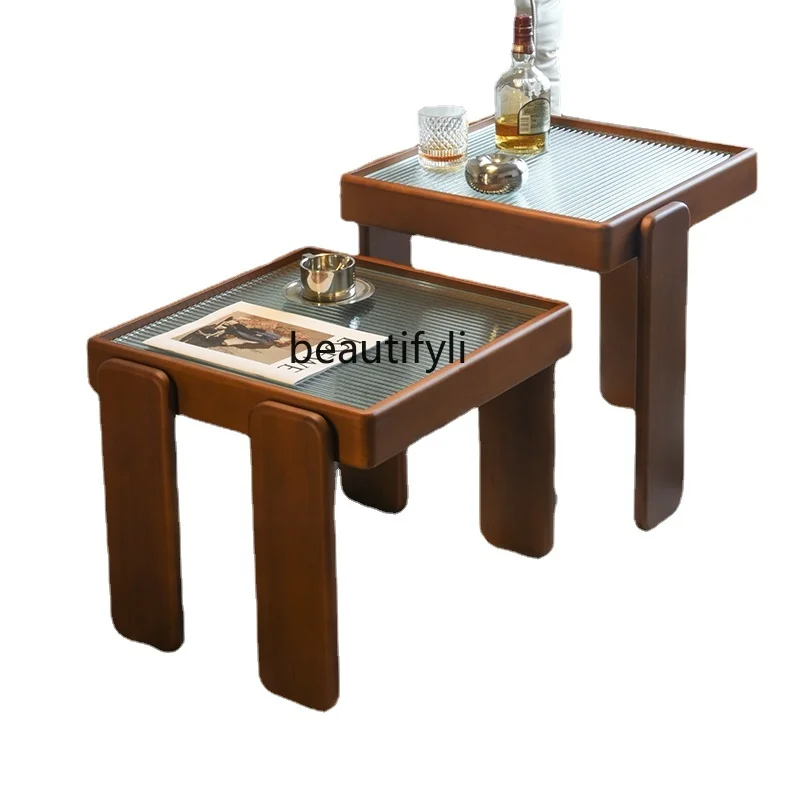 

Кофейный столик из массива дерева для гостиной, домашний чайный столик для маленькой квартиры, стеклянный чайный столик, роскошный современный небольшой стол для комбинирования