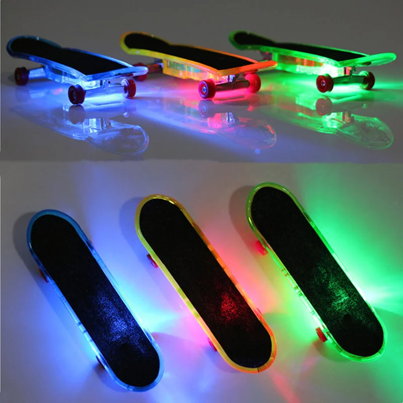 

2pcs LED Light Mini Alloy Fingerboard Professional Finger SkateBoard Basic Fingerboars Frosted Finger Skateboards Toy for Child