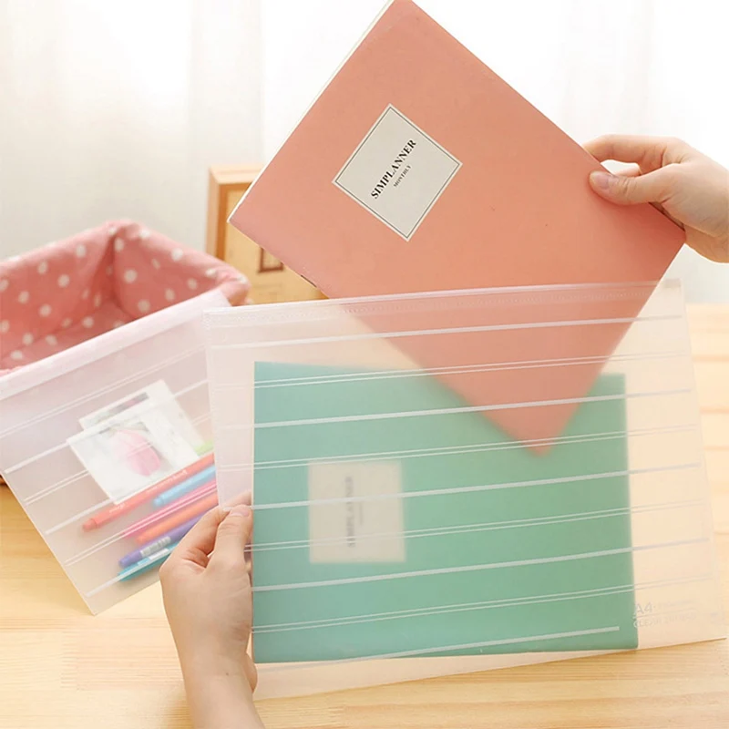 High QualityStorage Bag  School Office Supply Transparent Loose Sheet Notebook Zipper Self-sealing  File Holder 2 Sizes