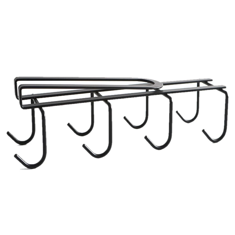 

Cup Hook Under Cabinet With 8 Hooks Coffee Mug Rack Holder Nail Free Hanger Kitchen Hanging Storage Rack