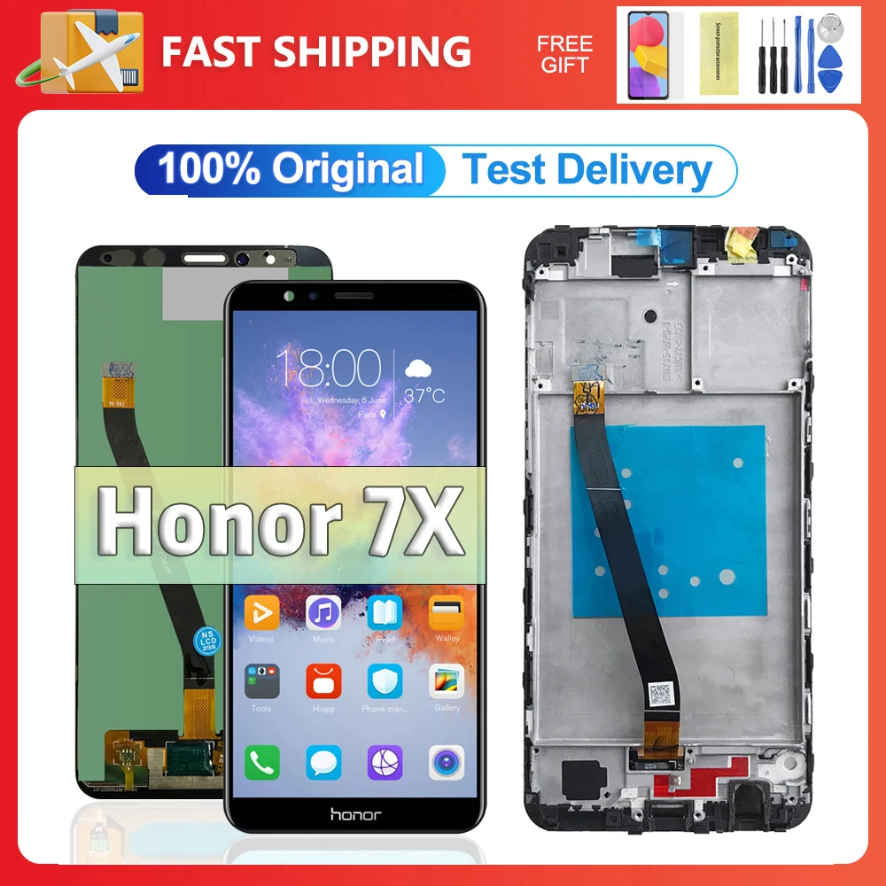 

For Honor 7X 100% Test For Huawei Honor 7X Lcd Display Touch Screen Replacement Digitizer Assembly Replacement BND-AL10 BND-TL10
