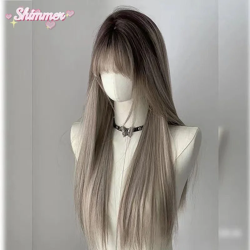 Парик для женщин длинный прямой парик с эффектом омбре бамгами 24 дюйма
