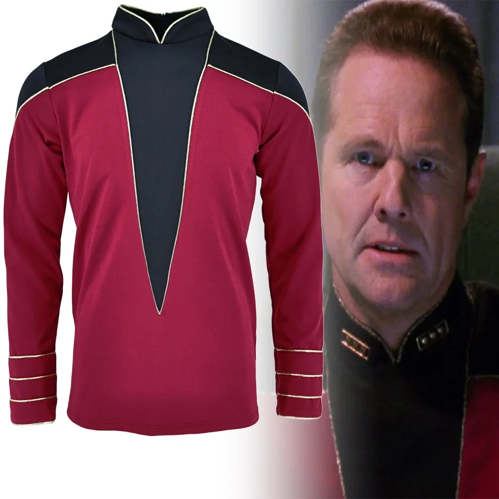 Фото Униформа офицера флага Next Generation TNG Admiral, красная рубашка, топ, костюм Звездного Флота, одежда для вечеринки на Хэллоуин №1