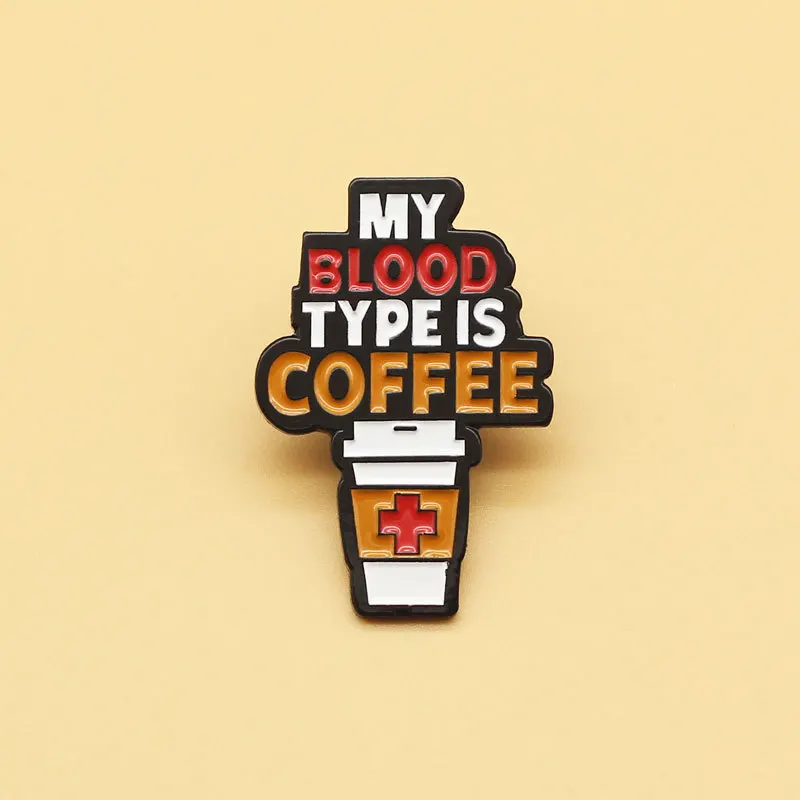 

SALeeee Coffee is my blood cartoon brooch metal enamel badge bag decoration pin accessories