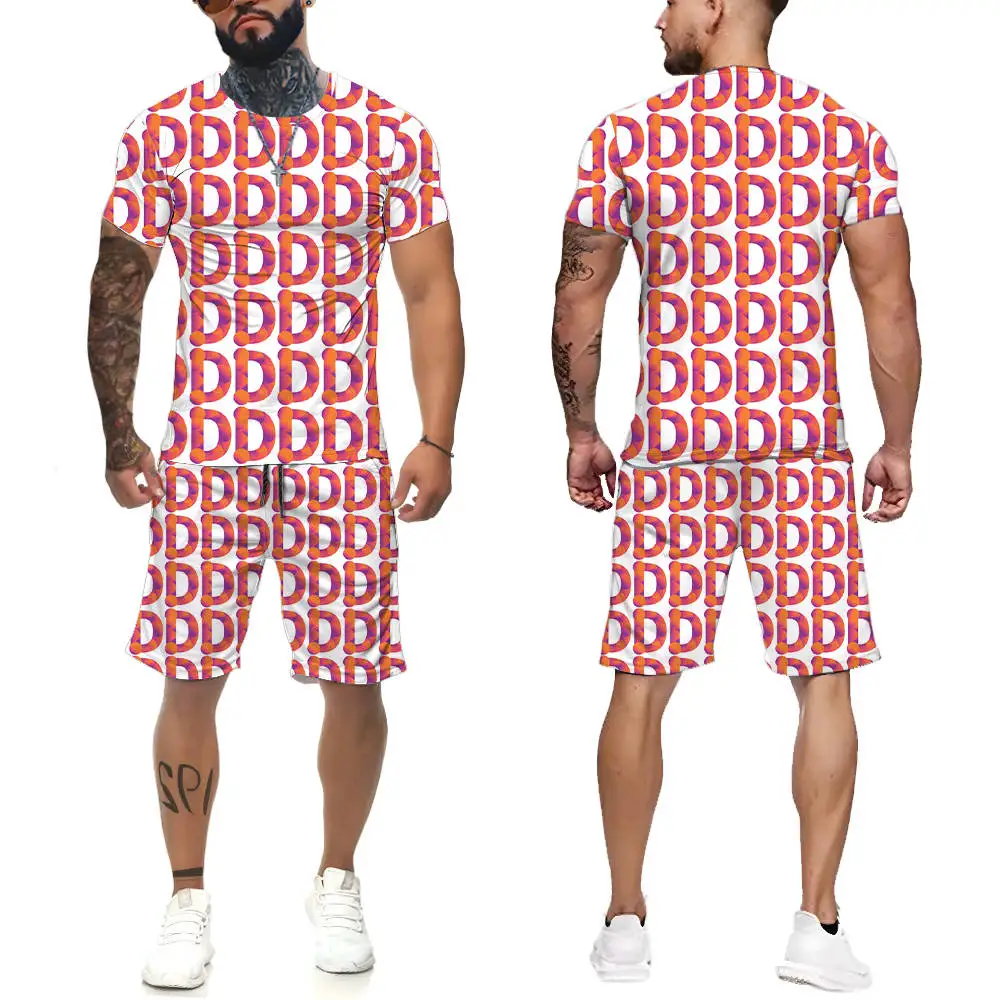 

Новинка, сезон весна-лето, Мужская футболка в комплекте, баскетбольная Повседневная мужская футболка, костюм, большая уличная одежда и брюк...