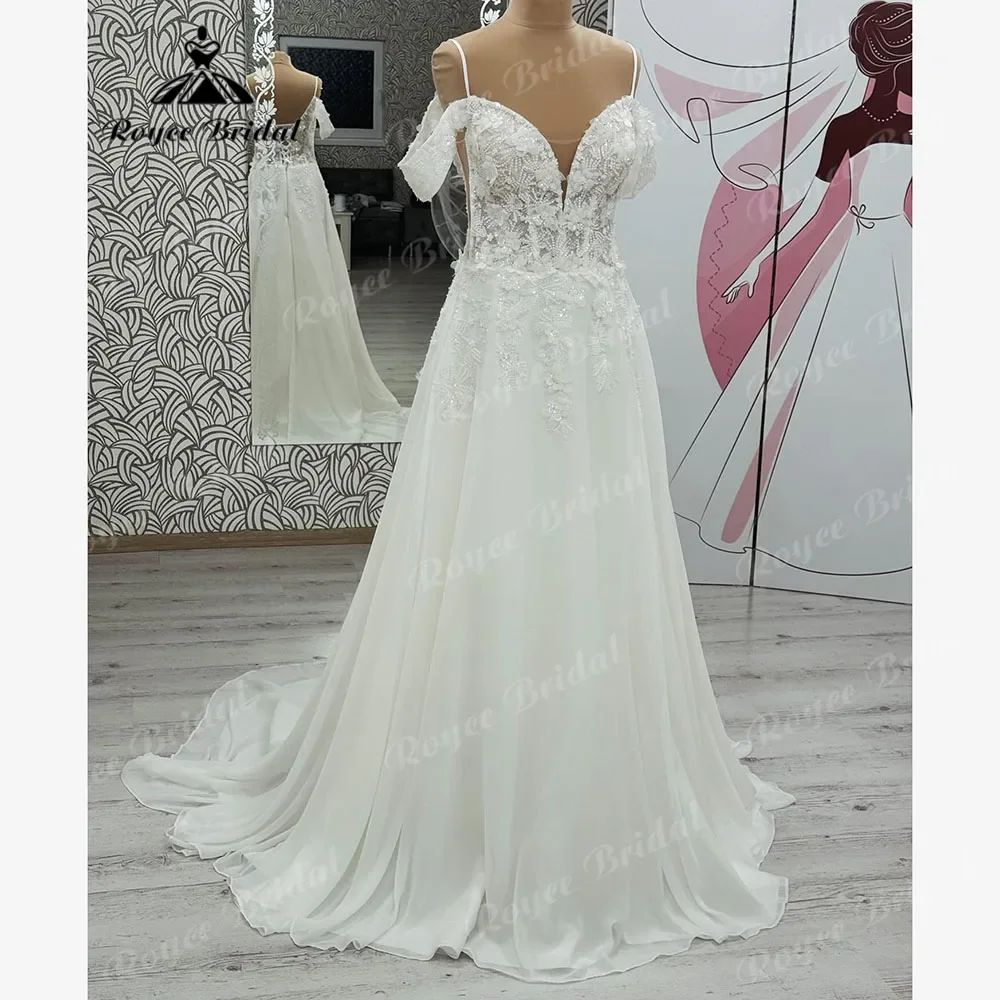 Винтажное кружевное женское свадебное платье на тонких бретельках с цветочным