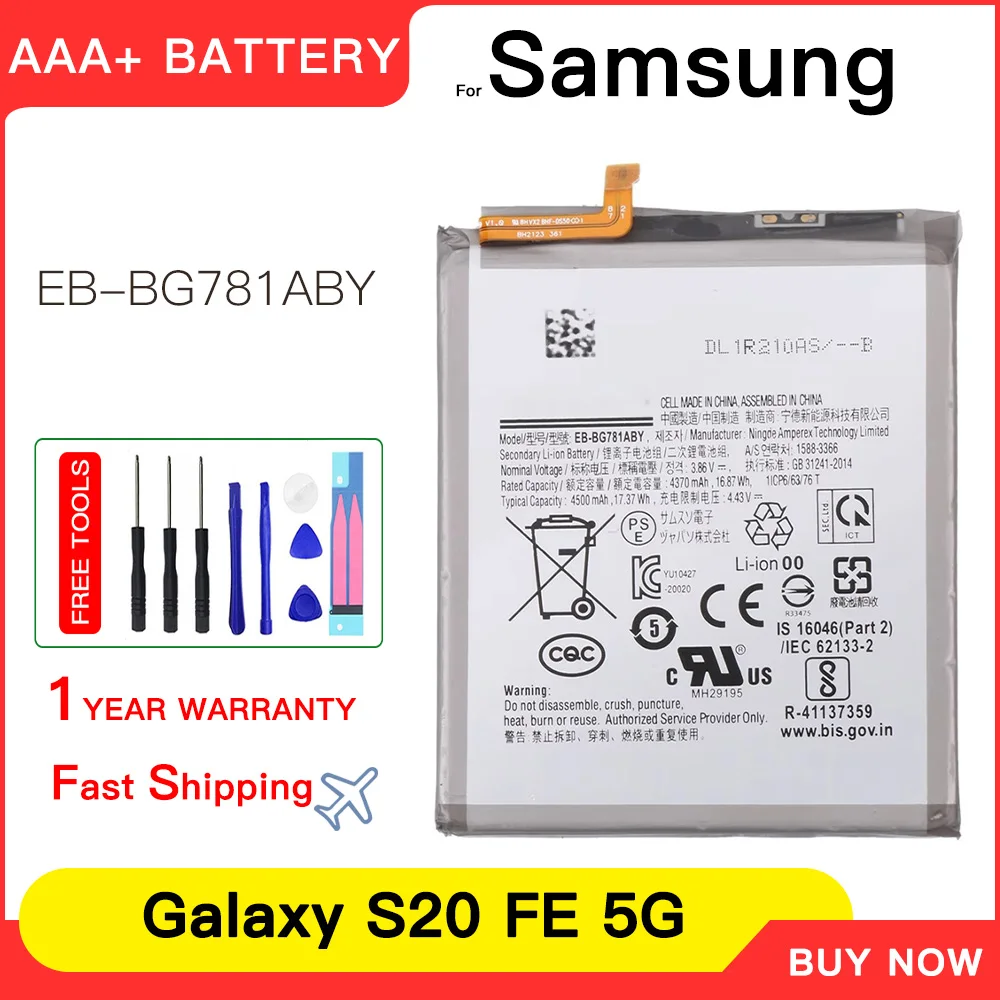 Genuine 4500mAh Replacement Battery EB-BG781ABY For Samsung GALAXY S20 FE 5G A52 G780F Batteries+Tools