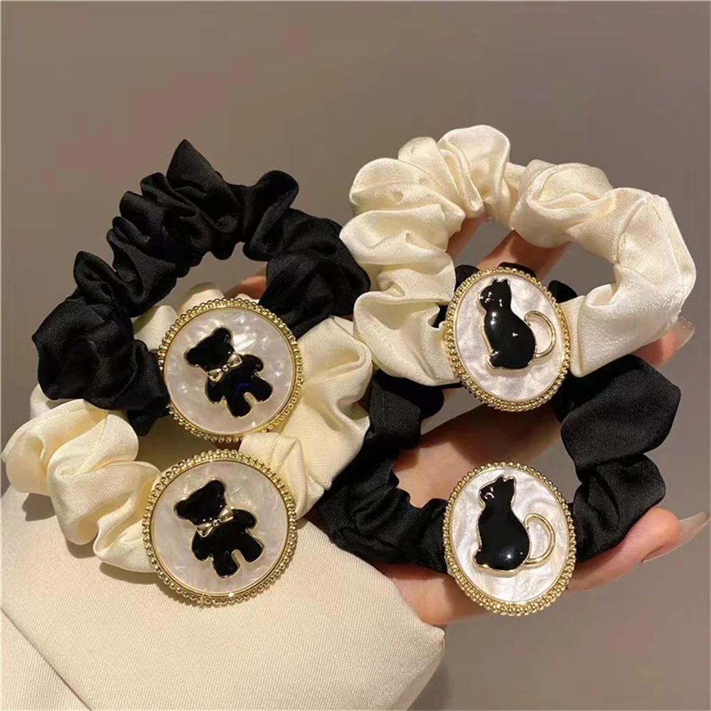 

Elegant Cat Bear Hair Rope For Women Girls Fashion Geometric Animal Hairbands Bun Holder Scrunchies Hair Accessories