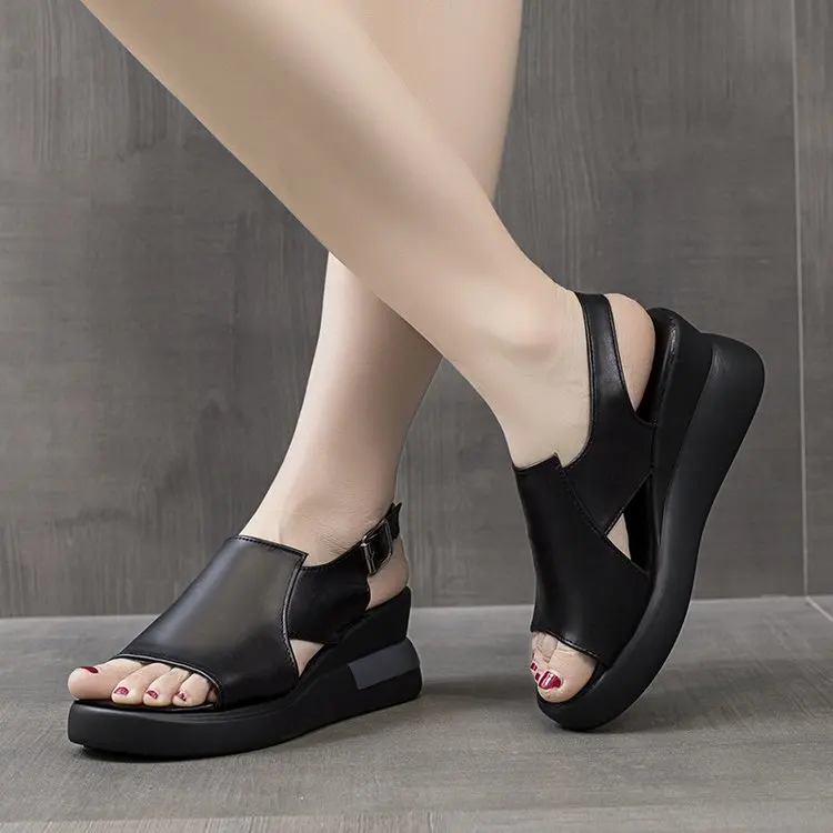 

New Casual Color Matching Shallow Buckle Casual Women's Shoes 2022 Summer Sandals Platform High Heel Ladies Wedge Sandals