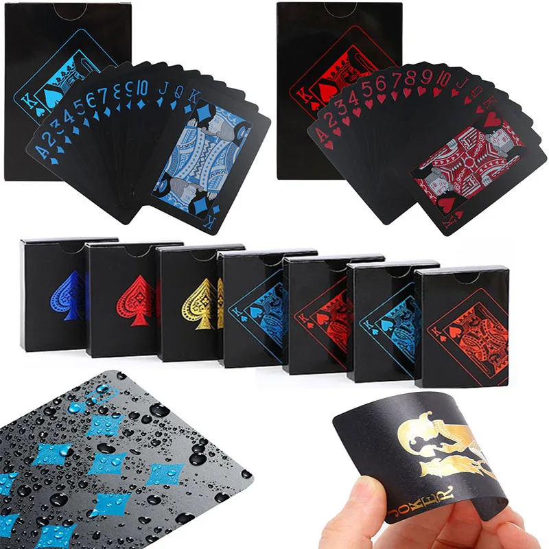 

PVC Poker Waterproof Plastic Playing Cards Set Black Color Card Sets Classic Magics Tricks Tool Poker Games 54 Cards Set