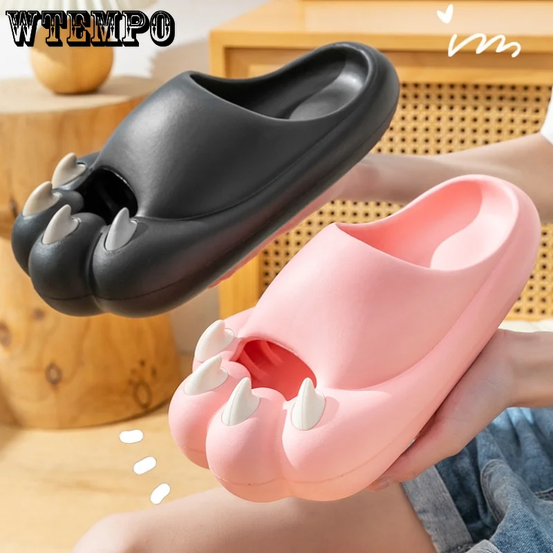 WTEMPO Summer Slipper Female Cute Cat Claw Thick Bottom Soft Indoor Home Sandals EVA Outdoor Beach Slide Shoes Wholesale