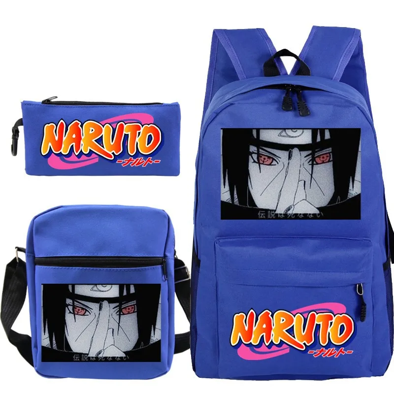 

3pcs Naruto Schoolbags for Student Large Capacity Travel Bag School Bag + Shoulder Bag + Pencil Case Trendy Backpacks for Gift