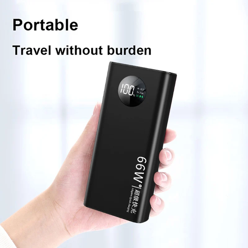 30000mAh Super Fast Charge Power Bank 66W Digital Display External Battery with Flashlight for iphone Xiaomi