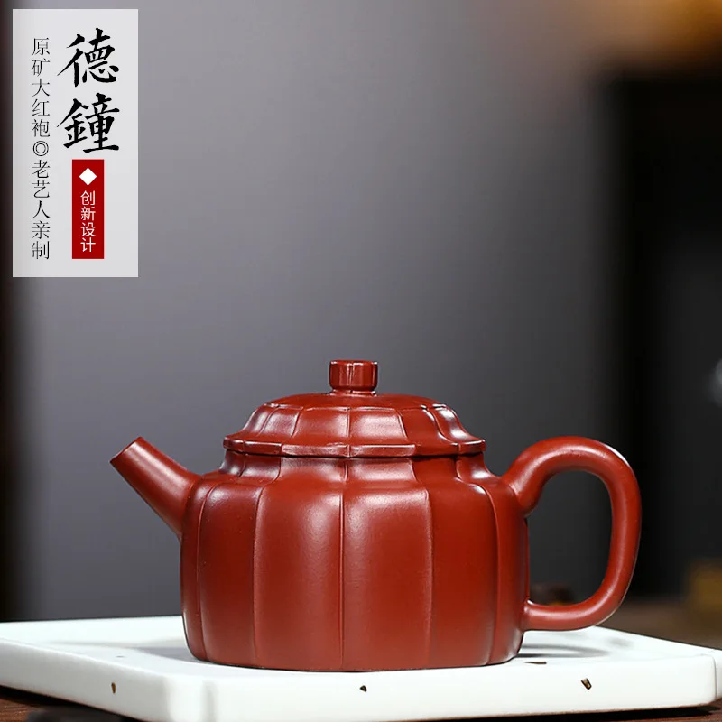 Yixing Handmade Yixing Clay Teapot Factory Direct Sales Raw Ore Dahongpao Tea Prism Dezhong Teapot Origin One Piece Dropshipping
