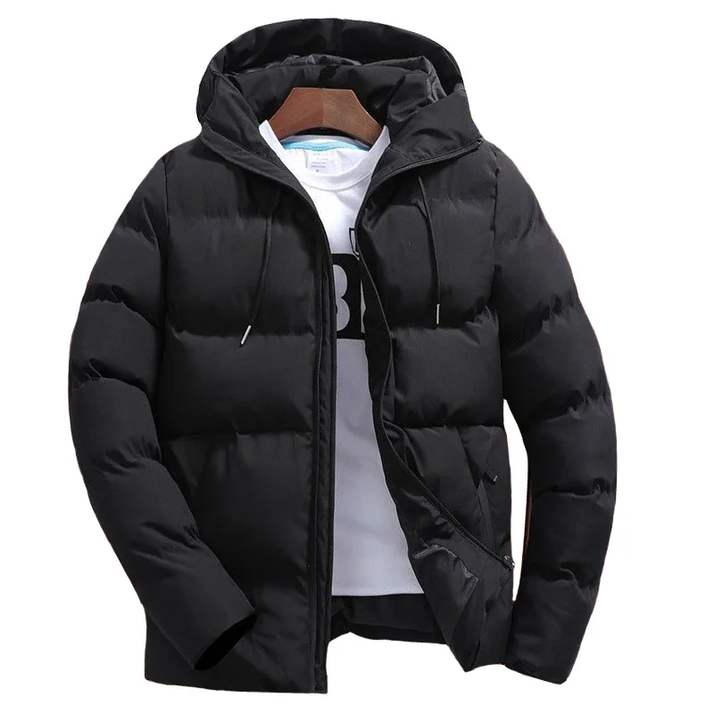 Men's Parkas Jacket Autumn Winter Casual Solid Hooded Parka Jackets Comfort Warm Long Sleeve Zipper Coats Streetwear Men's Coat