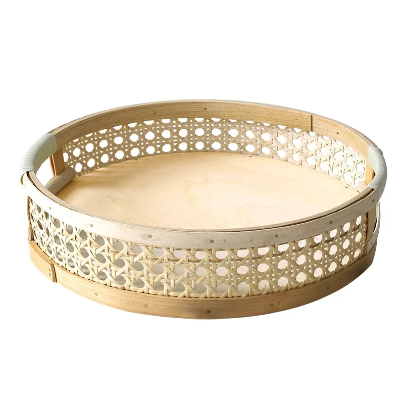 Акция! Ротанговый сервировочный поднос круглая десертная тарелка для пикника