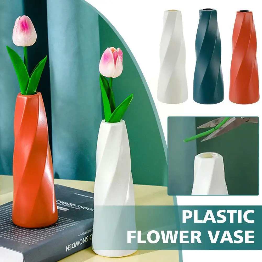 

Modern Art Flower Vase Plastic Imitation Ceramic Vase Modern Luxury Dining Table Decoration for Kitchen Living Room Hotel R J1F2