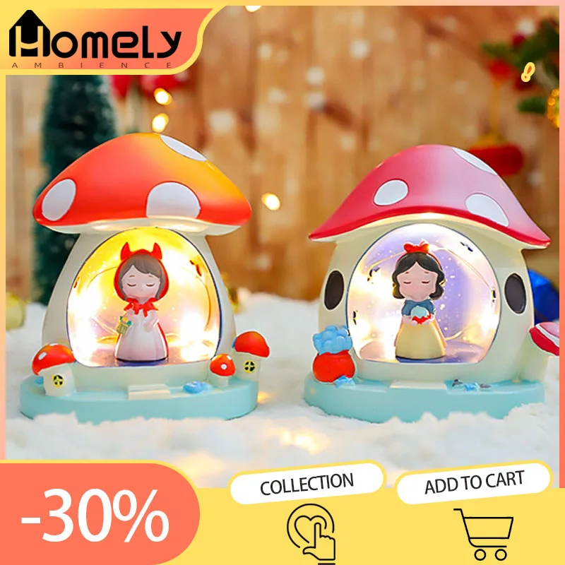 

Cute Cartoon Night Lamp Mushroom Girl Night Light Home Decoration Kids Gift Bedroom Ornaments Lights Resin Ornament Gift For Kid