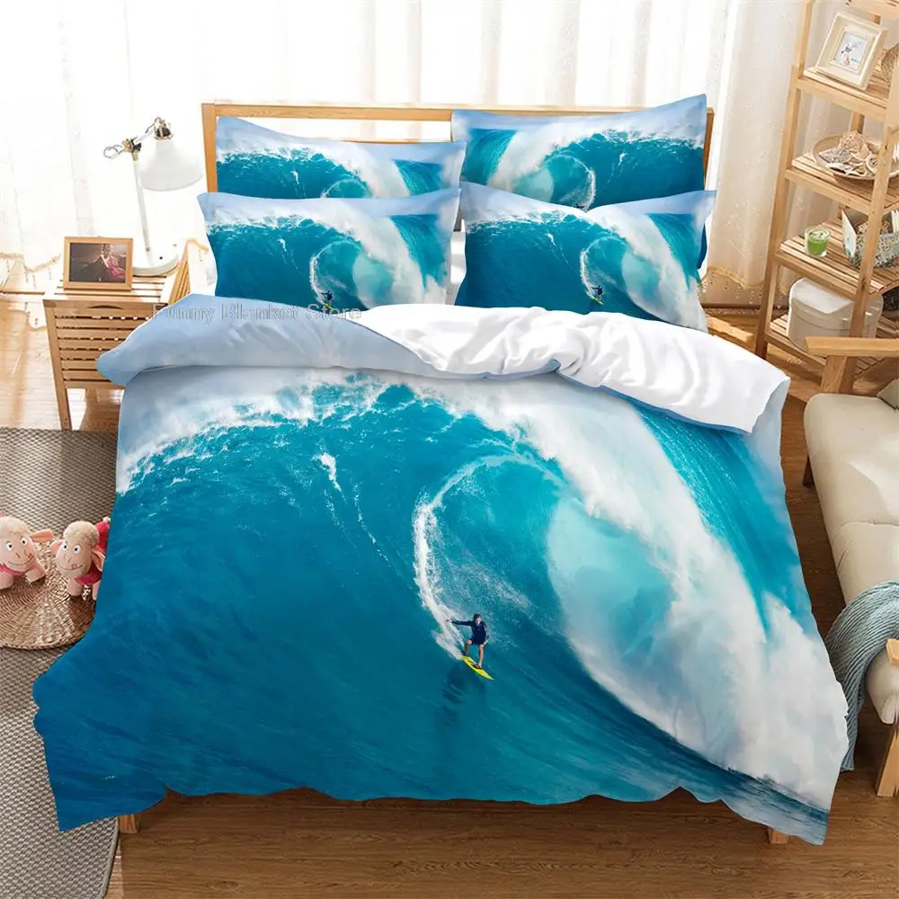 

Surf Bedding 3-piece Digital Printing Cartoon Plain Weave Craft For North America And Europe Bedding Set Queen