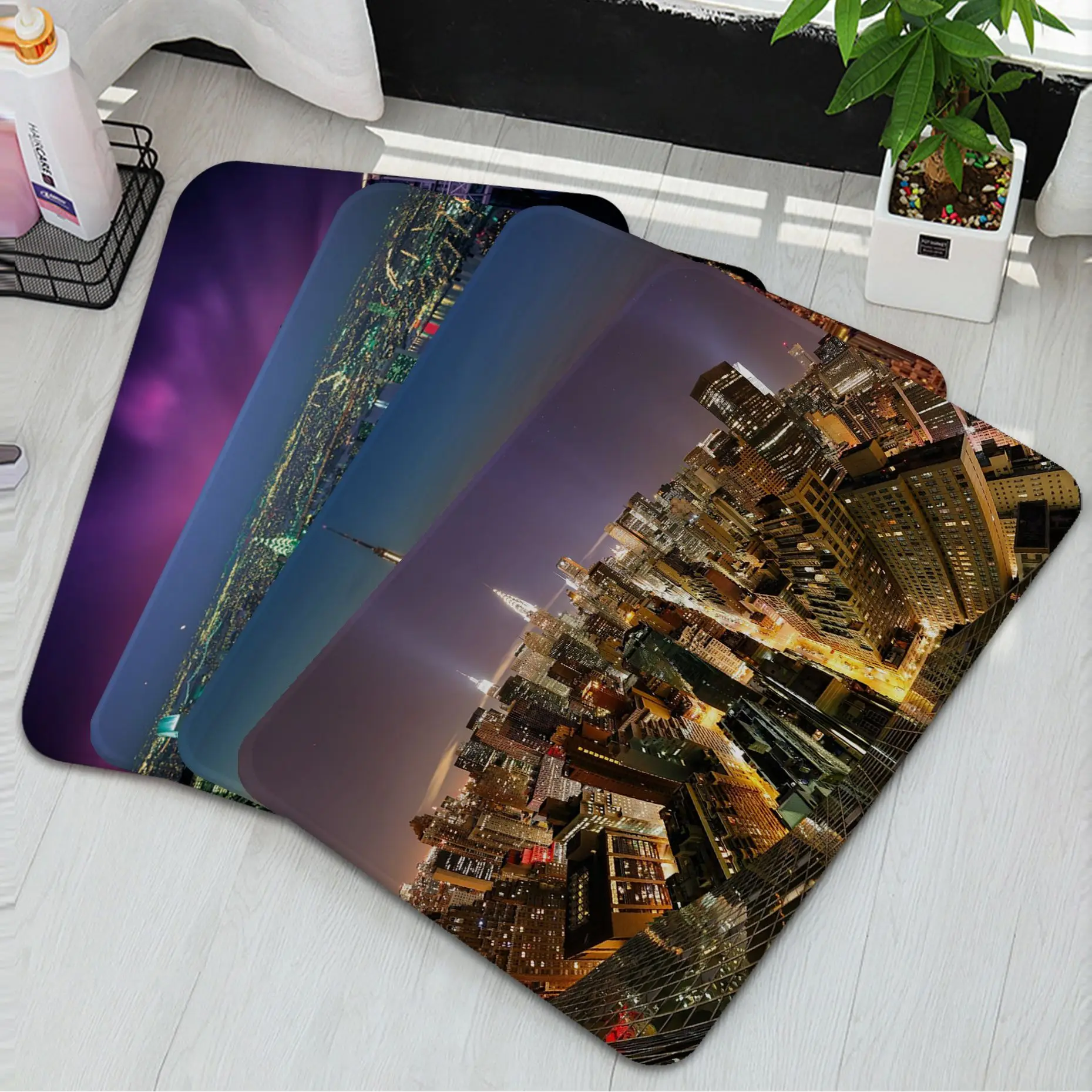 

New York City Night Hallway Carpet Rectangle Anti-slip Home Soft Badmat Front Door Indoor Outdoor Mat Household Carpets