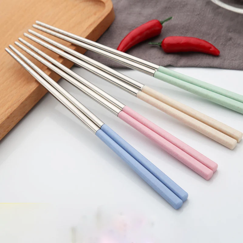 

Non-Slip Stainless Steel Chopsticks Easy To Clean Chinese Chopsticks Cooking Portable Travel Metal Chopsticks Tableware