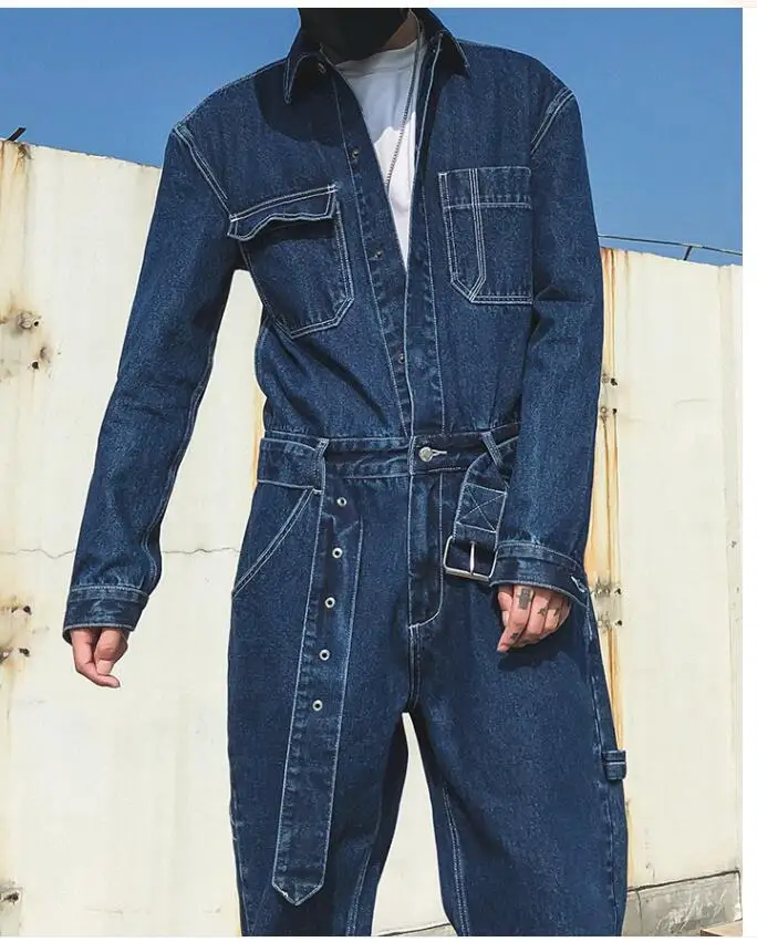 Новинка 2023 модный мужской джинсовый комбинезон мужские свободные брюки с