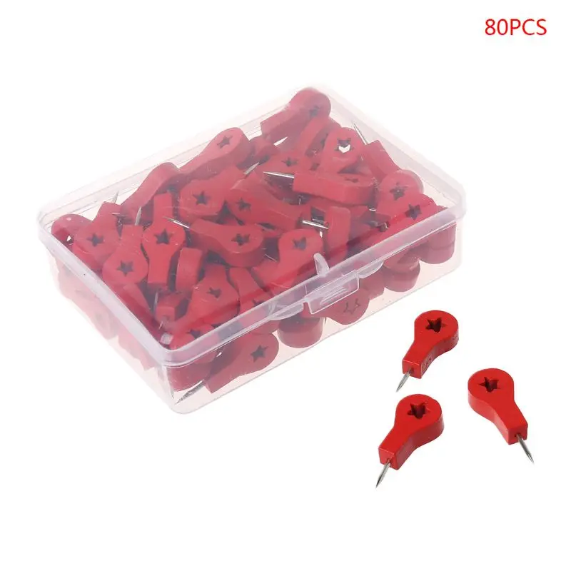 

80 Pcs Map Markers Wooden Drawing Photo Wall Studs Cork Board Pins Thumbtack Pushpins Painting Tools