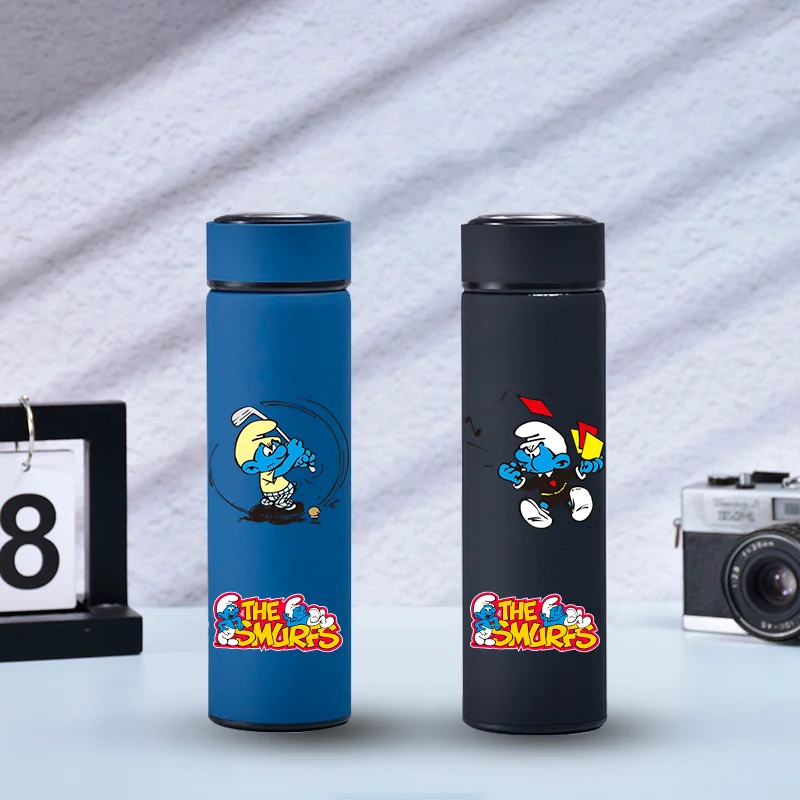 500ML Smurfs Season Cartoon Insulated Bottle Portable Outdoor Drinking Cup Children's Sports Camping Leak Proof Water