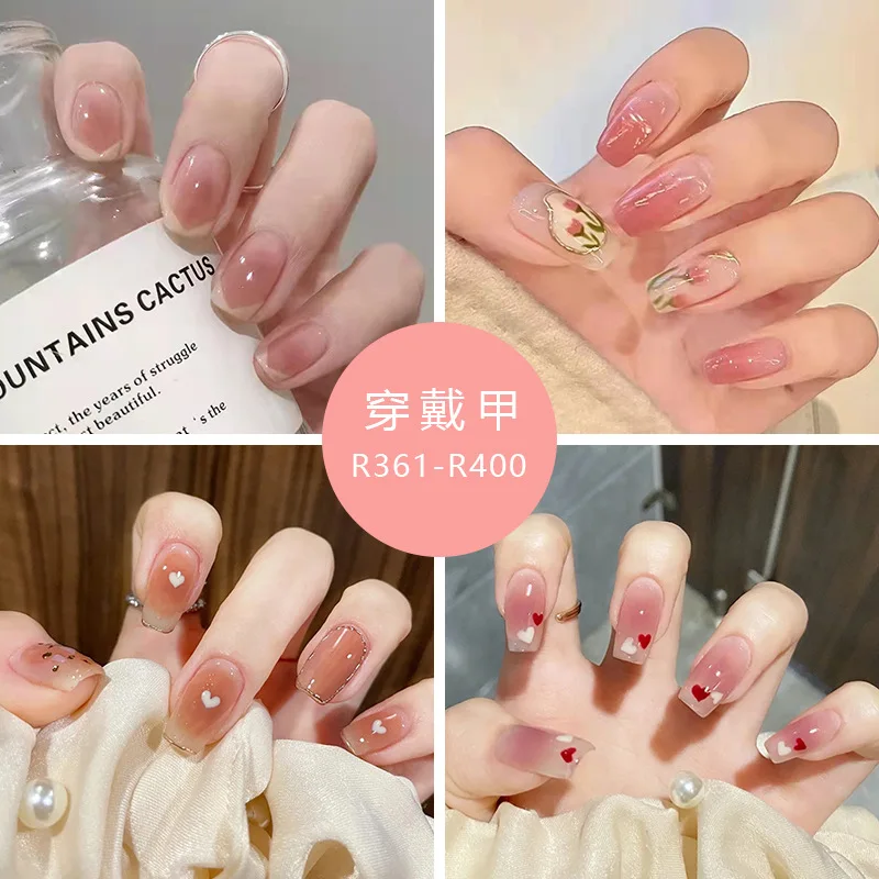 

24Pcs False Nail Short Easy Wear with Designs Set Press on French Artificial White Side Kawaii French False Tipsy Stick-on Tips