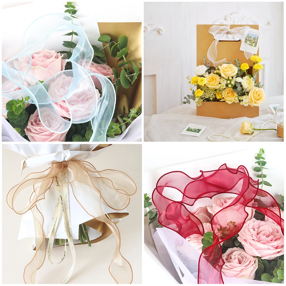 11Yard/Roll 30mm 40mm Wave Silk Organza Ribbon Bow Material for Hair Ornament Gift Wrapping Decoration Hollow Lace Ribbons | Дом и сад