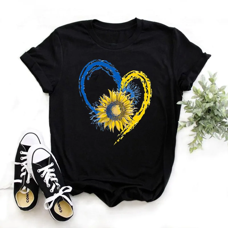 

Cool Flag Sunflower Vintage Shirts for Women Korean Fashion Print Short Sleeve Y2k Top Casual Summer Graphic Tee Cheap Wholesale