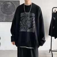 2022 new spring wear meniscus korean version of the loose handsome ins leisure knitting round lead long sleeves