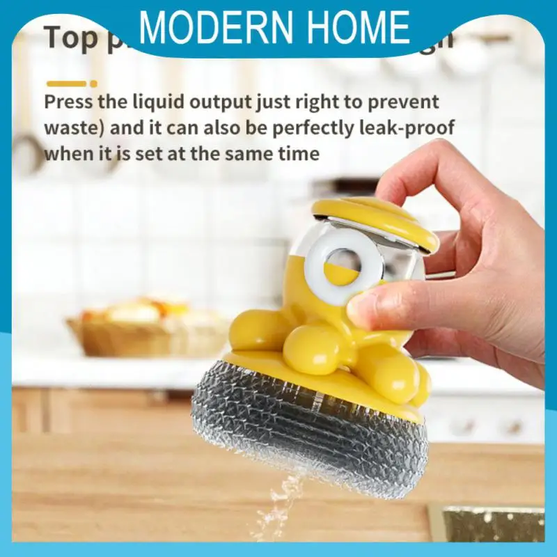 

Soap Dispenser Dish Cleaning Brushes With Drip Tray Pans Cups Bread Bowl Scrubber Automatic Liquid Refillable Pot Brush Cleaner