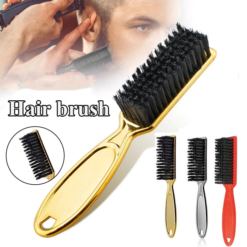 3Colors Small Beard Styling Brush Logo Professional Shave Beard Brush Barber Vintage Oil Head Shape Carving Cleaning Brush