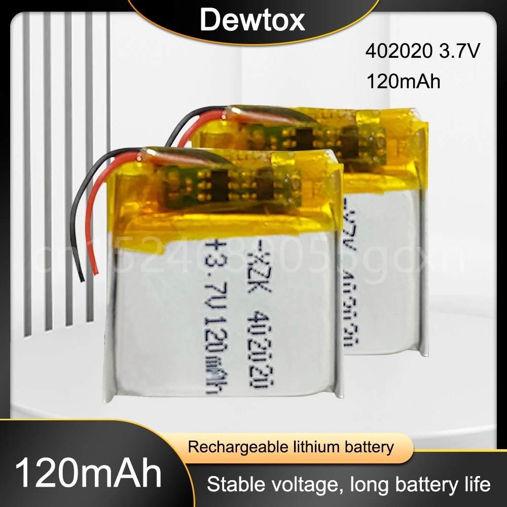3.7V 120mAh 402020 Lithium Polymer LiPo Rechargeable Battery Power for Mp3 Phone Electronic Device Bluetooth Pen