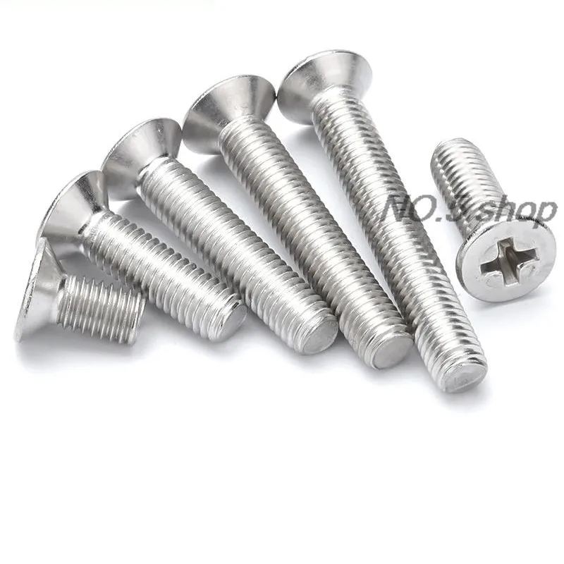 

100 шт. M1.6x3/4/5/6/8/10/12/14/16 мм 304 винт с потайной крестовой головкой из нержавеющей стали, винт с плоской головкой
