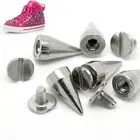 14 мм серебряные конусные металлические шпильки, заклепки для кожевенного ремесла, винтовой шип в виде пули для одежды, сумок, ремней, Ошейников для домашних животных, украшение сделай сам