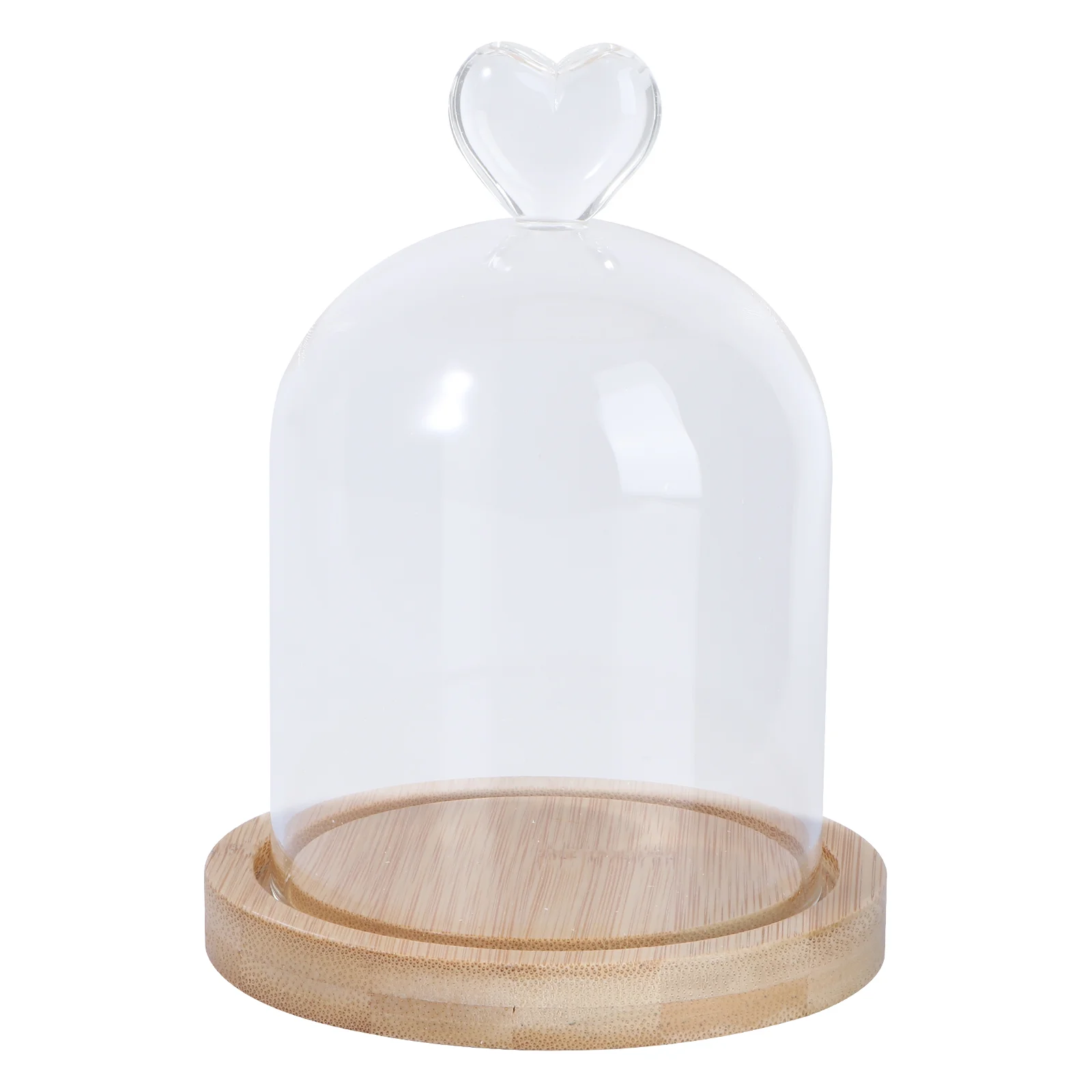 

Glass Dome Cloche Wooden Base Glass Dome Display Case Bell Jar Topper Terrarium Dessert Cover Decorative Showcase