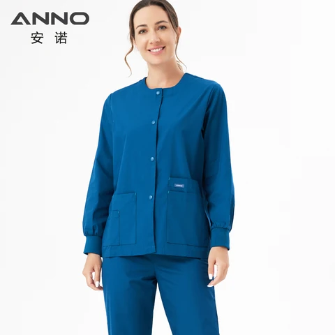 ANNO, куртка для медсестры с длинным рукавом, пальто, рубашка для доктора, для женщин и мужчин, униформа для медсестер, топ, одежда для больницы, одежда для работы