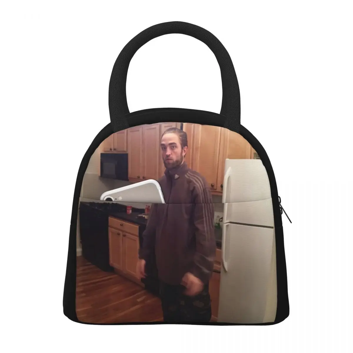 Robert Pattinson Tracksuit Meme Lunch Bags Portable Insulated Canvas Cooler Thermal Picnic Tote for Women Kids