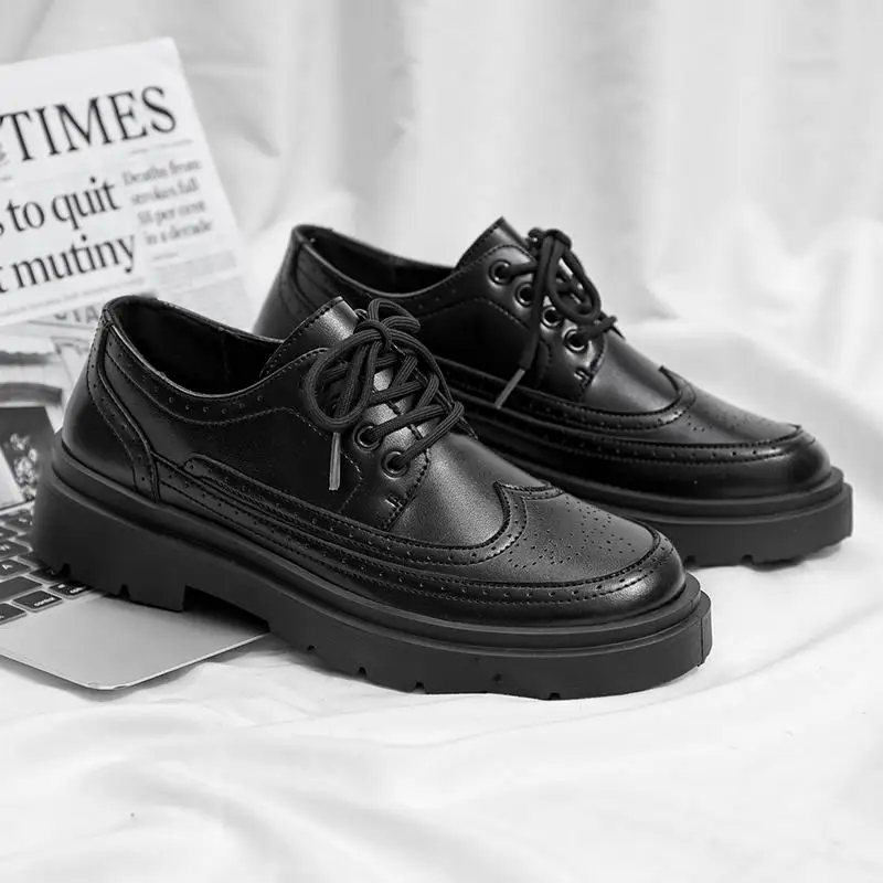 

High Heel Leather Shoes Men's Wedding Groom's Shoes Summer Casual Black Formal Wear Business Men's Shoes